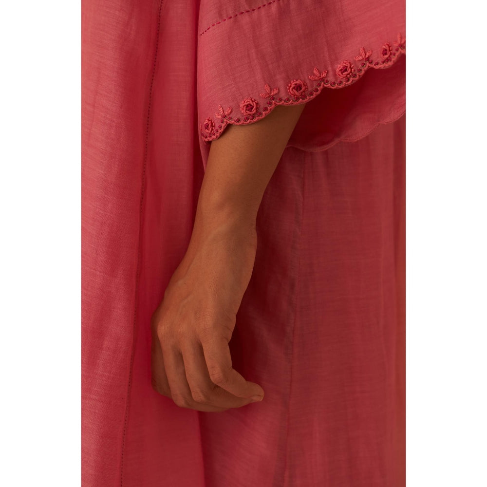 Janki India Exquisite Pink Chanderi Bullion Work Kurta with Pant and Dupatta (Set of 3)