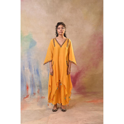 Jasashi Yellow Embroidered Kurta with Pant (Set of 2)