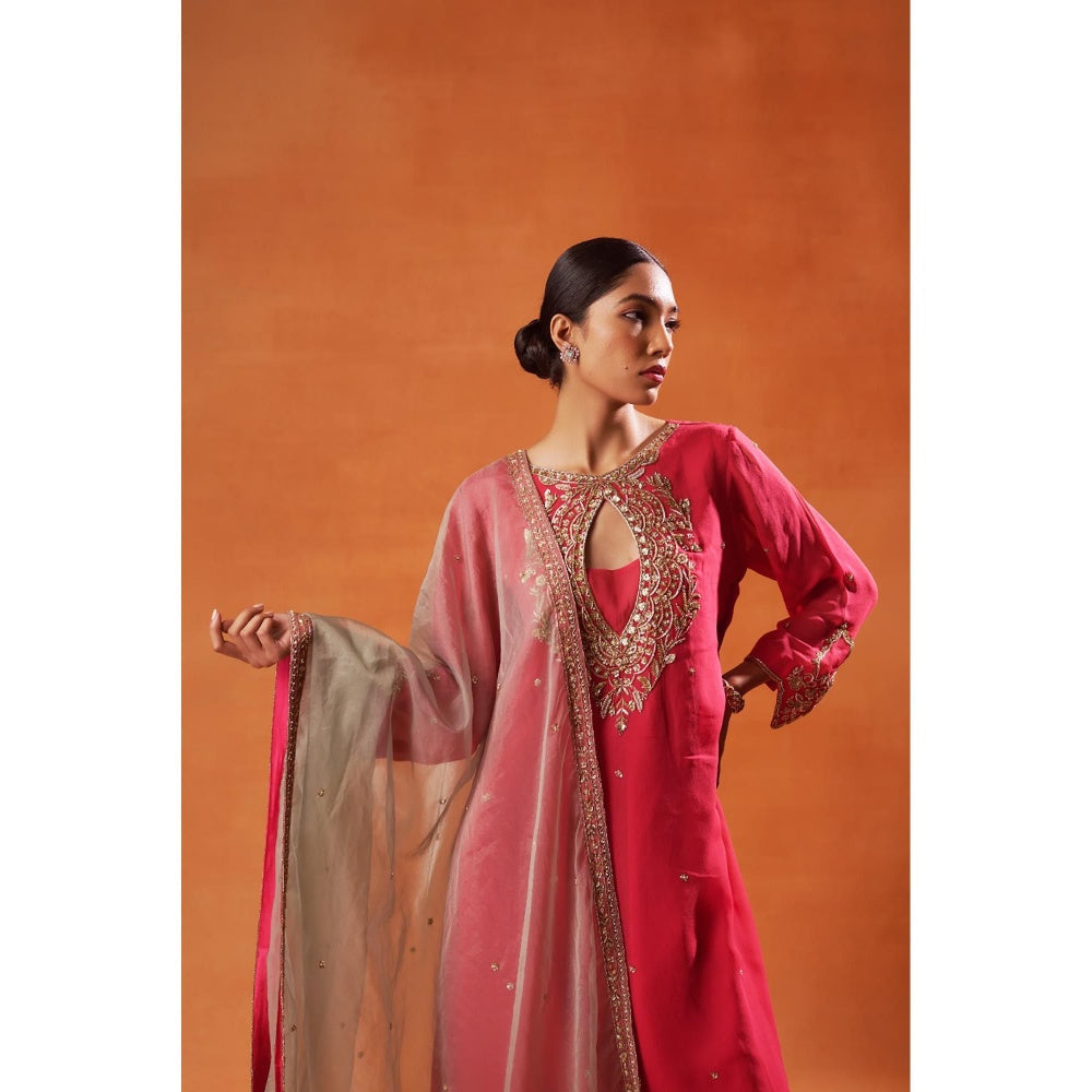 Jasashi Elegant Pink Kurta with Salwar and Dupatta (Set of 3)