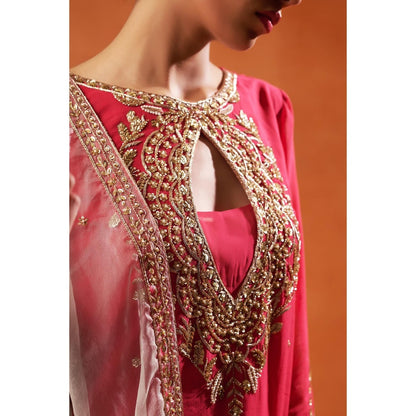 Jasashi Elegant Pink Kurta with Salwar and Dupatta (Set of 3)