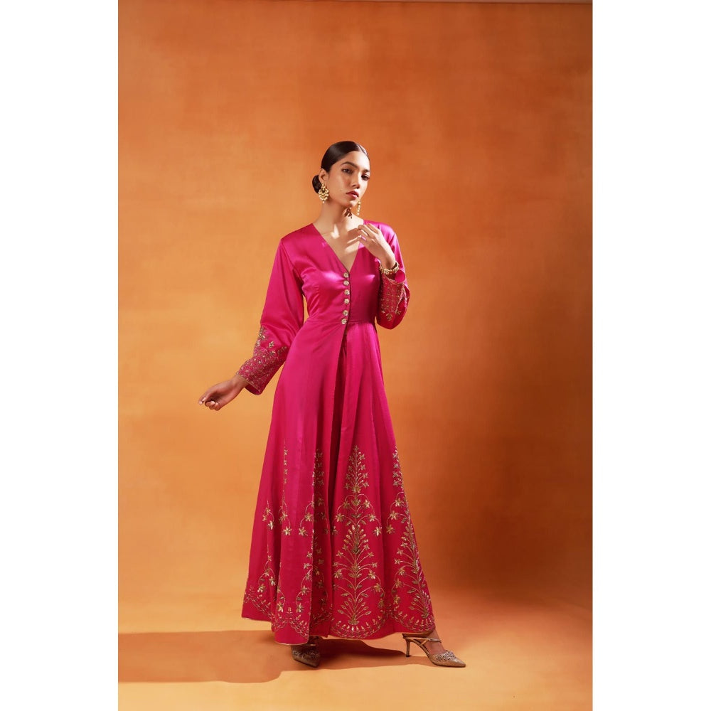 Jasashi Stunning Pink Anarkali with Pant (Set of 2)