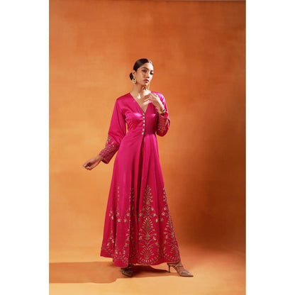 Jasashi Stunning Pink Anarkali with Pant (Set of 2)