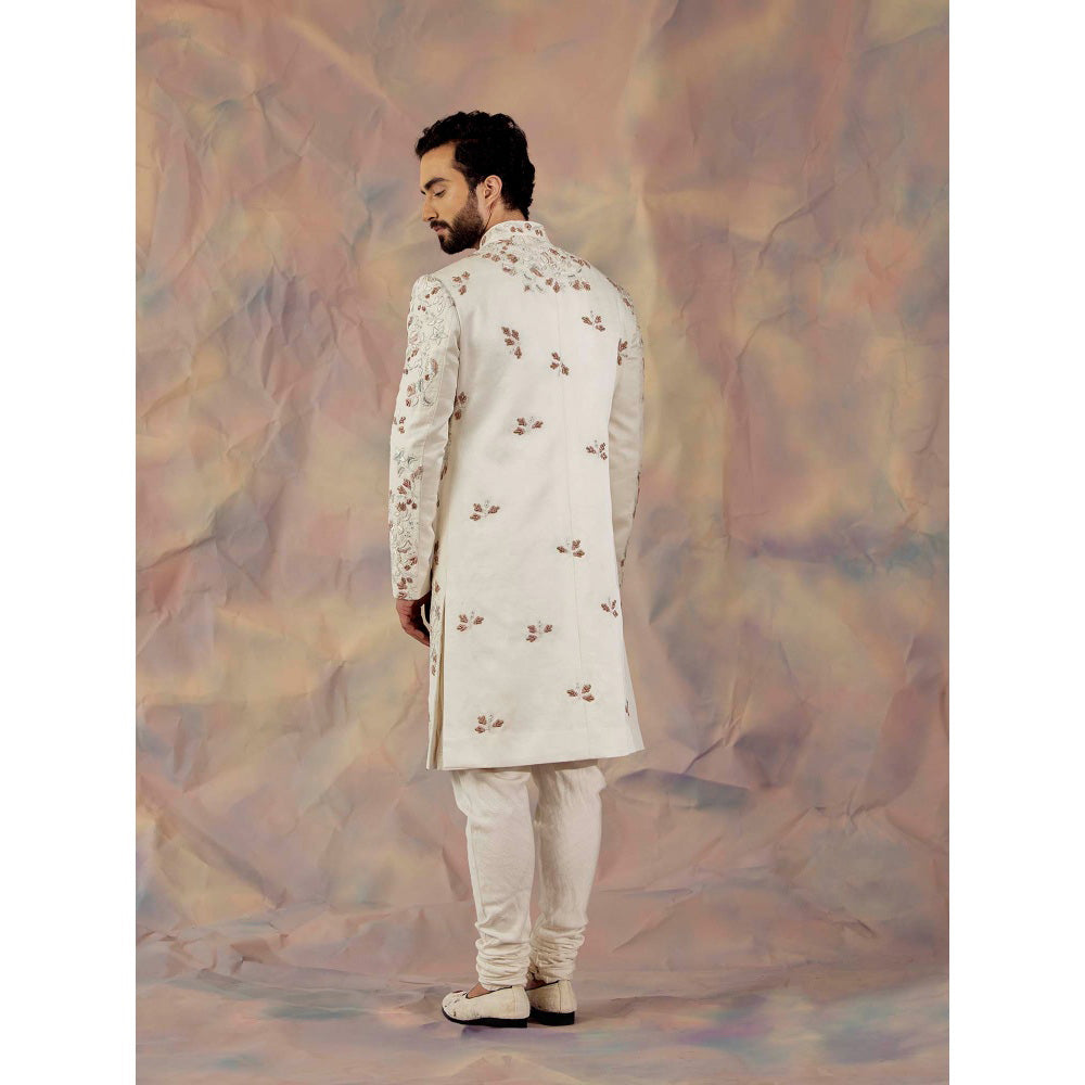 Jatin Malik Ivory In Malaga Kurta & Sherwani (Set of 3)