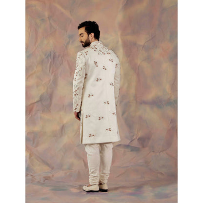 Jatin Malik Ivory In Malaga Kurta & Sherwani (Set of 3)