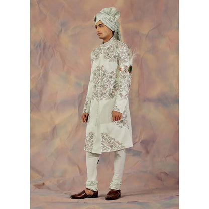 Jatin Malik Hazy Blue Sherwani (Set of 5)