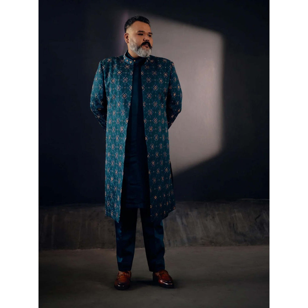 Jatin Malik Jewel Teal Sherwani (Set of 3)