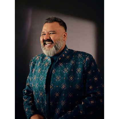 Jatin Malik Jewel Teal Sherwani (Set of 3)