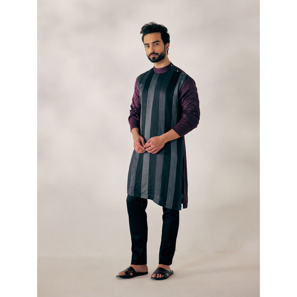 Jatin Malik Multi Medley Panelled Kurta (Set of 2)