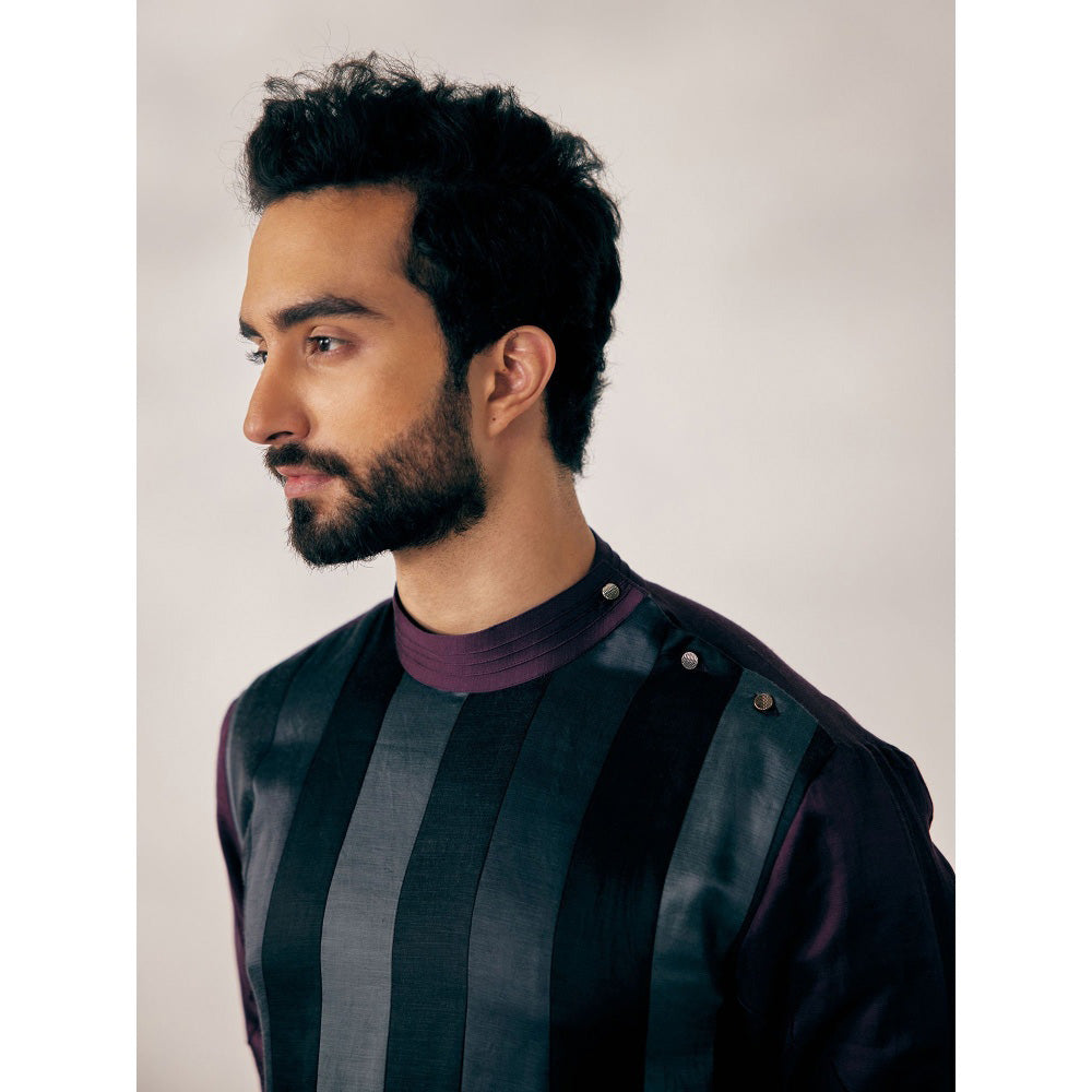 Jatin Malik Multi Medley Panelled Kurta (Set of 2)