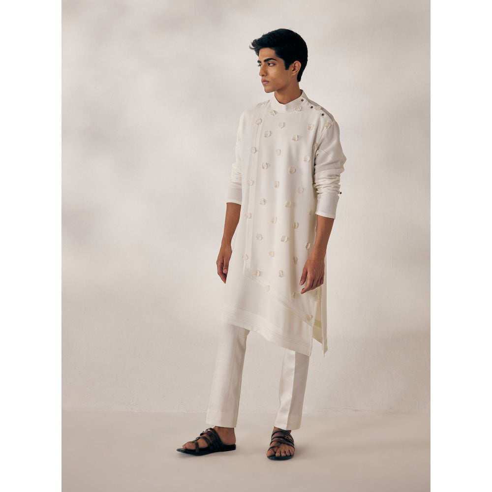 Jatin Malik White Applique Kurta (Set of 2)
