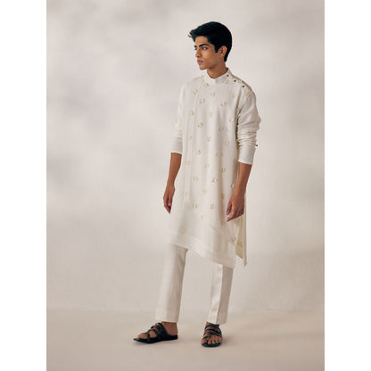 Jatin Malik White Applique Kurta (Set of 2)