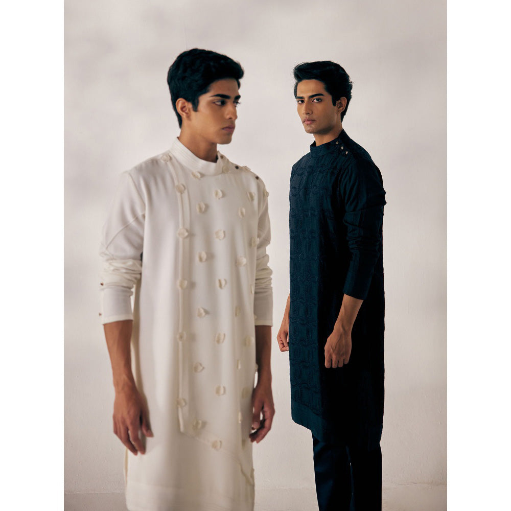 Jatin Malik White Applique Kurta (Set of 2)