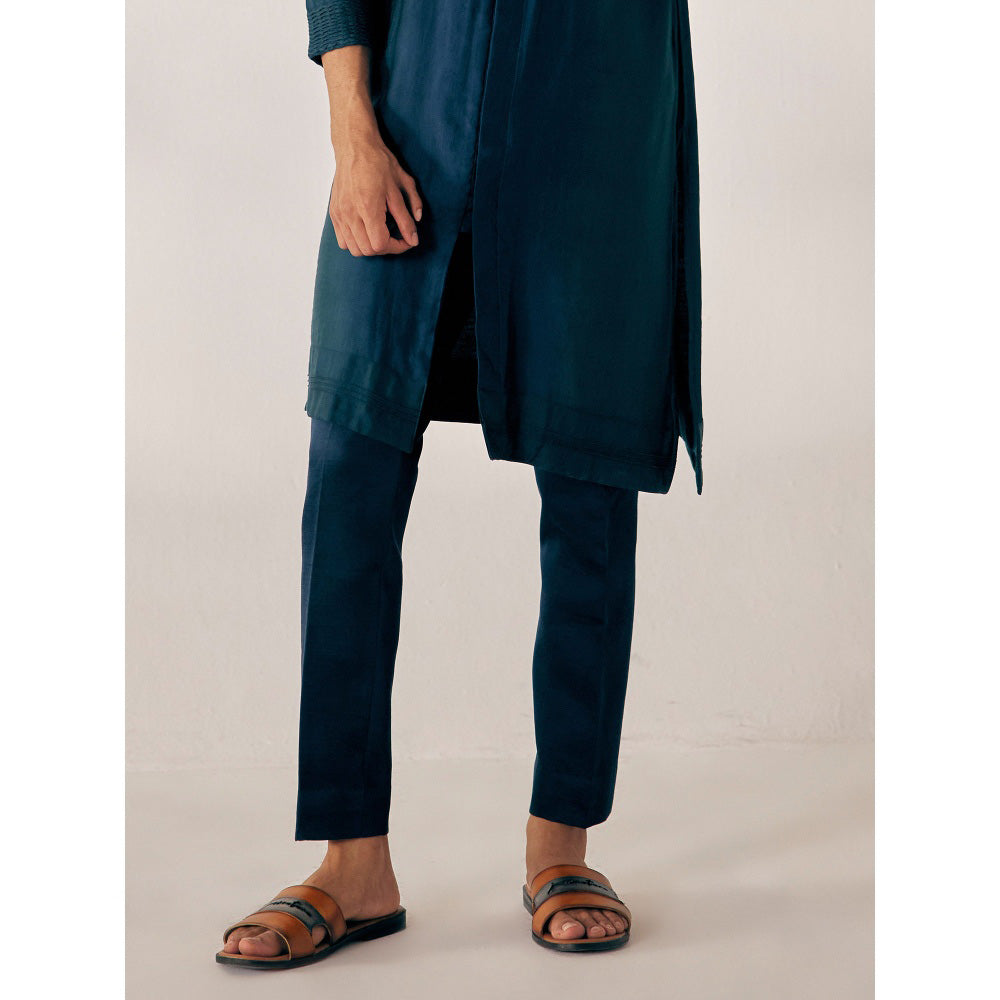 Jatin Malik Peacock Blue Kurta (Set of 2)