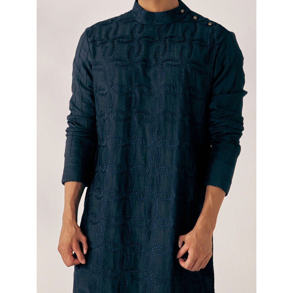 Jatin Malik Midnight Blue Kurta (Set of 2)