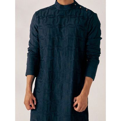 Jatin Malik Midnight Blue Kurta (Set of 2)
