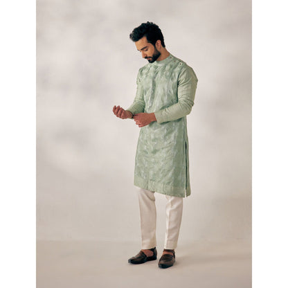 Jatin Malik Duckegg Green Kurta (Set of 2)