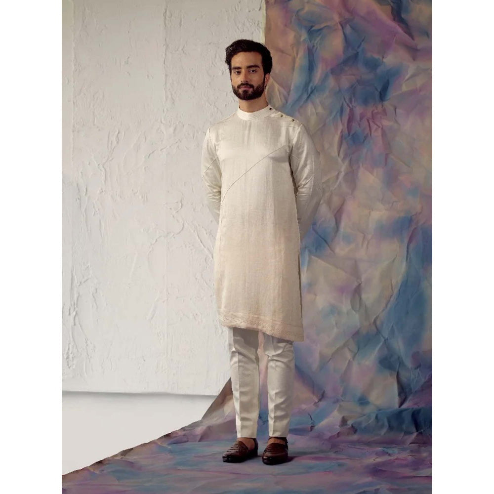 Jatin Malik Ivory Solid Kurta (Set of 2)