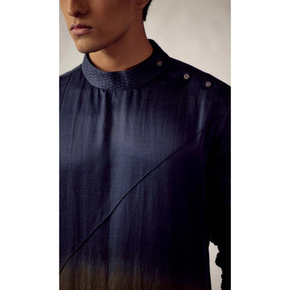 Jatin Malik Blue Olive Ombre Kurta (Set of 2)