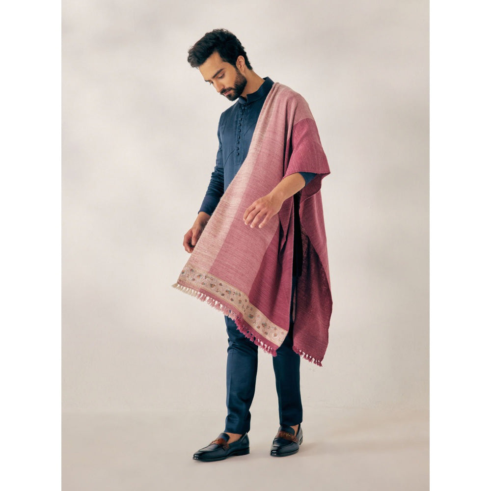 Jatin Malik Pink Color Block Pashmina Shawl