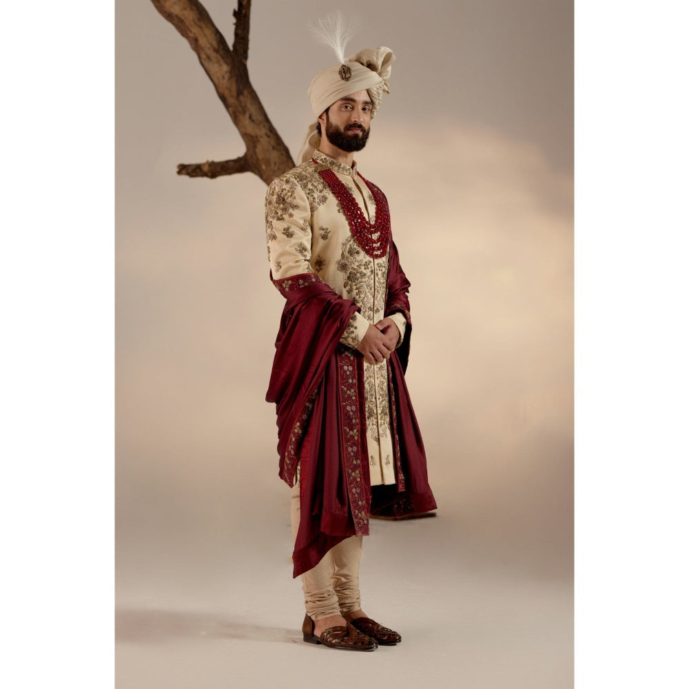 Jatin Malik Frosted Almond Sherwani (Set of 5)