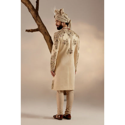 Jatin Malik Frosted Almond Sherwani (Set of 5)
