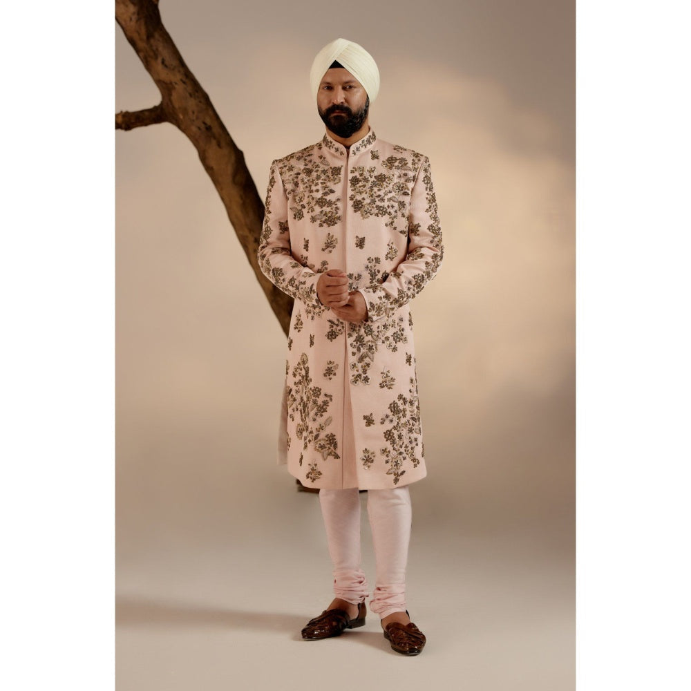 Jatin Malik Shell Pink Sherwani (Set of 3)