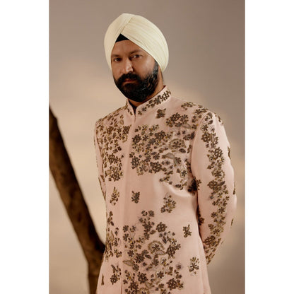 Jatin Malik Shell Pink Sherwani (Set of 3)