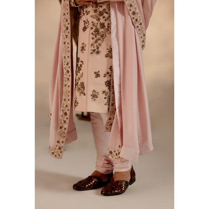 Jatin Malik Shell Pink Sherwani (Set of 4)