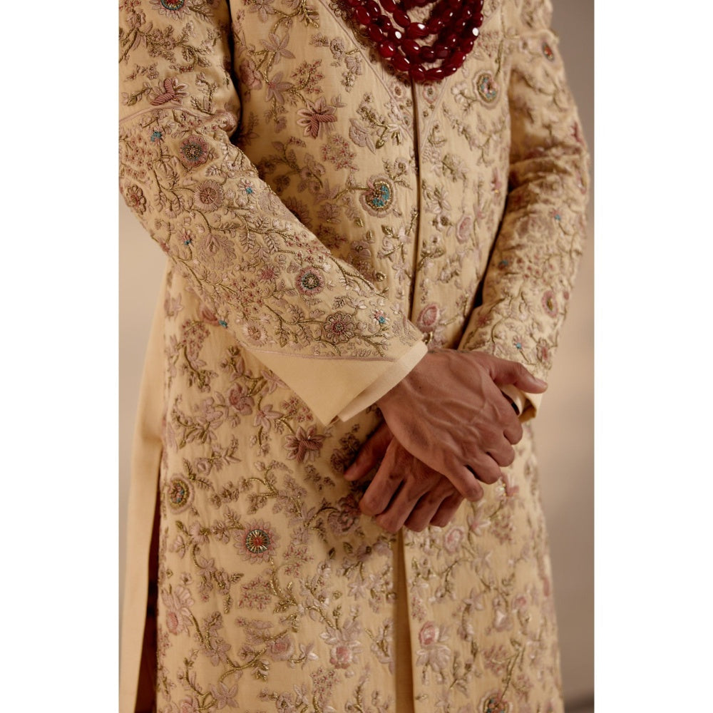 Jatin Malik Pale Gold Sherwani (Set of 3)