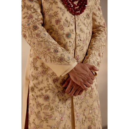 Jatin Malik Pale Gold Sherwani (Set of 5)