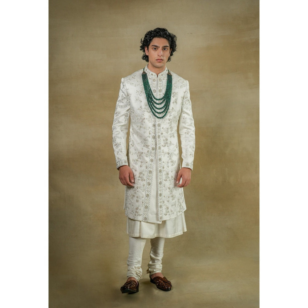 Jatin Malik Gardenia White Sherwani (Set of 3)