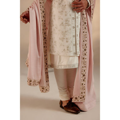 Jatin Malik Gardenia White & Pink Sherwani (Set of 6)