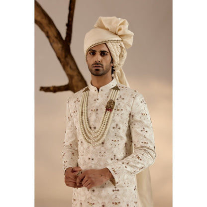 Jatin Malik Rouge Wane Sherwani with Safa & Stole (Set of 5)