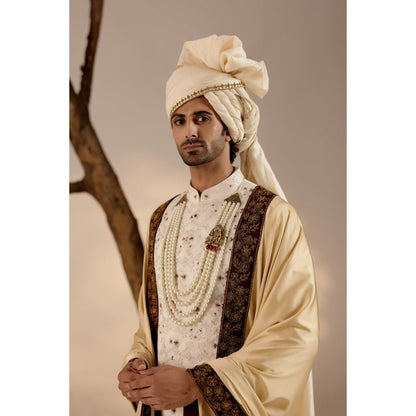 Jatin Malik Rouge Wane Sherwani with Safa & Stole (Set of 5)