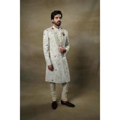 Jatin Malik Ivory & Gold Sherwani (Set of 3)