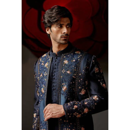 Jatin Malik Midnight Ombre Short Jacket with Kurta & Trouser (Set of 3)
