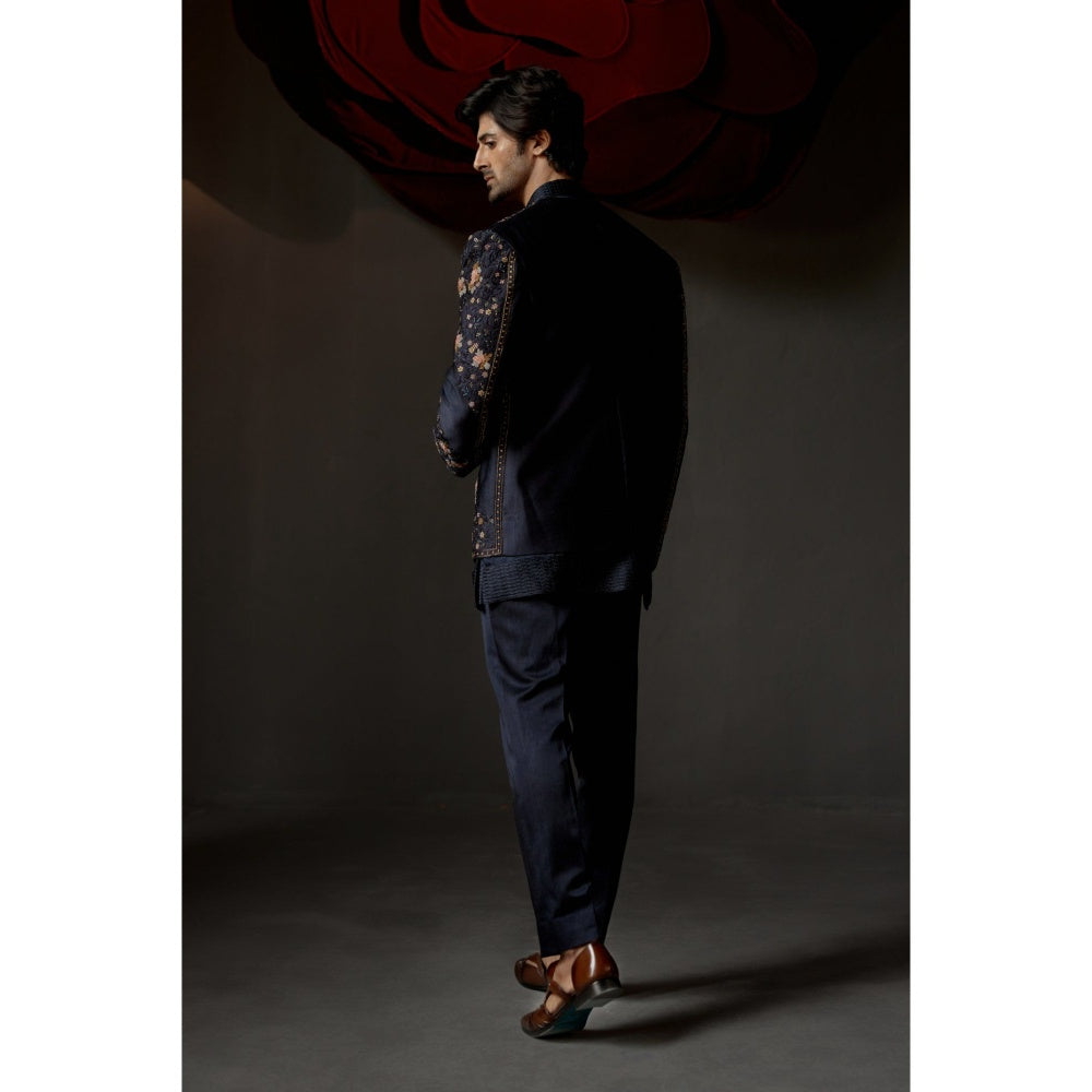 Jatin Malik Midnight Ombre Short Jacket with Kurta & Trouser (Set of 3)