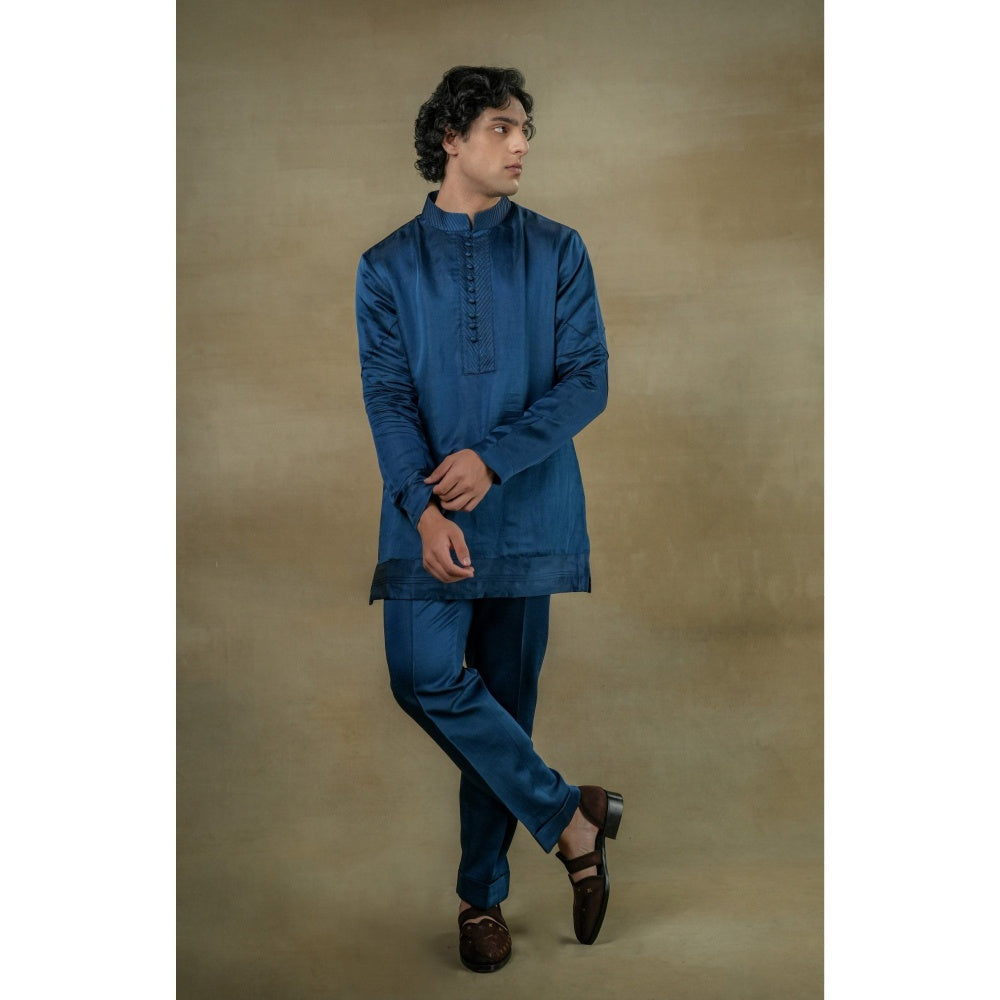 Jatin Malik New Teal Short Jacket with Kurta & Trouser (Set of 3)