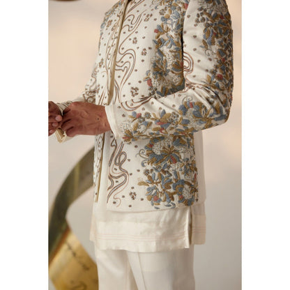 Jatin Malik Eleven Short Jacket with Kurta & Trouser (Set of 3)
