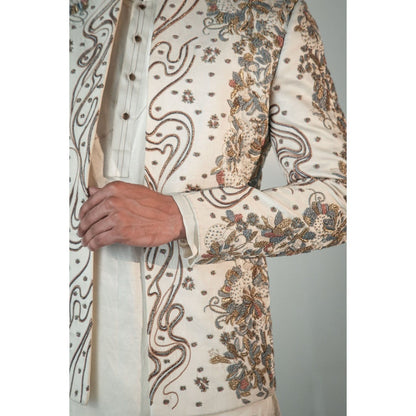 Jatin Malik Eleven Short Jacket with Kurta & Trouser (Set of 3)