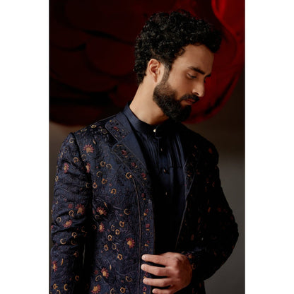 Jatin Malik Midnight Rose Short Jacket with Kurta & Trouser (Set of 3)