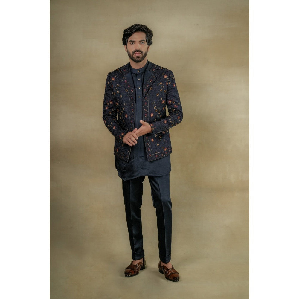 Jatin Malik Midnight Rose Short Jacket with Kurta & Trouser (Set of 3)
