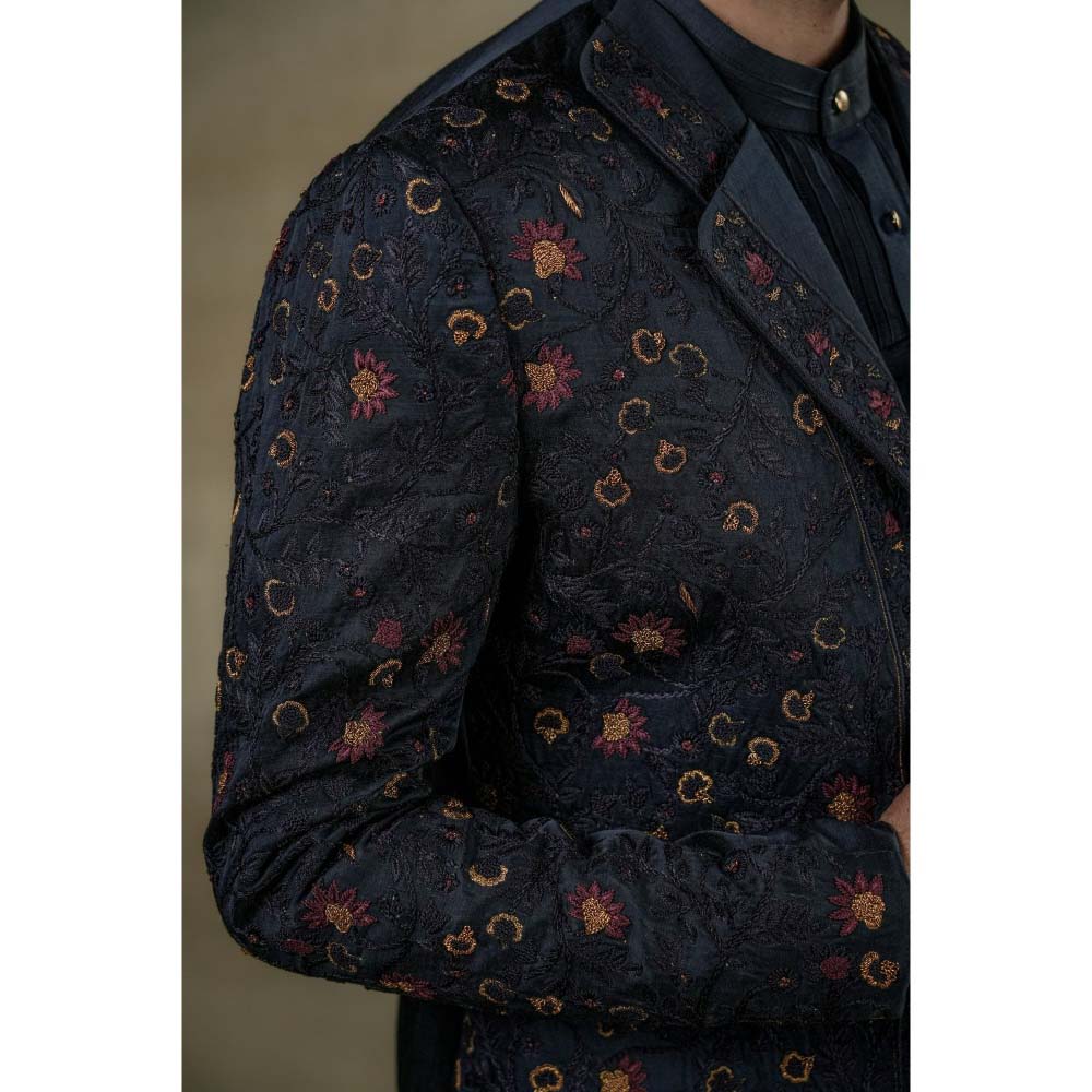 Jatin Malik Midnight Rose Short Jacket with Kurta & Trouser (Set of 3)