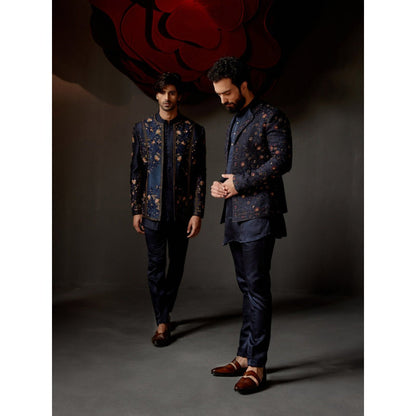Jatin Malik Midnight Rose Short Jacket with Kurta & Trouser (Set of 3)