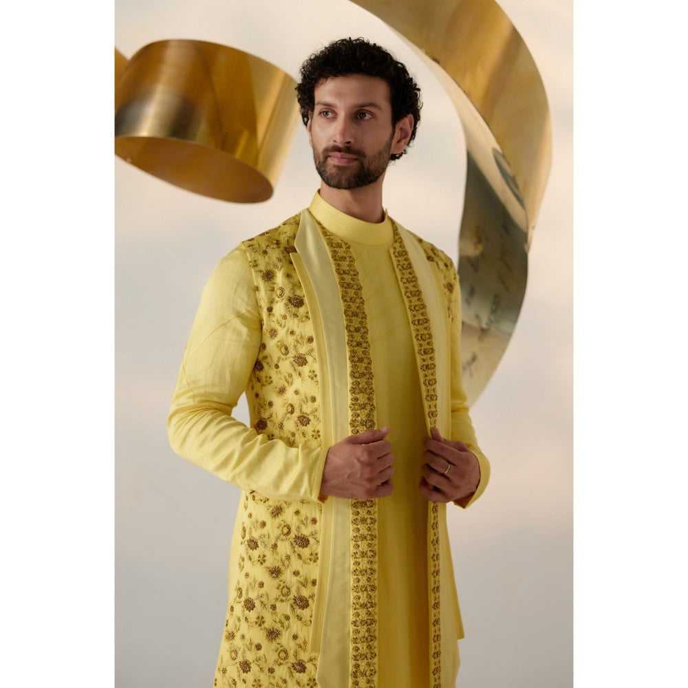 Jatin Malik Summer Love Shrug with Kurta & Trouser (Set of 3)