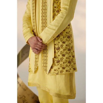 Jatin Malik Summer Love Shrug with Kurta & Trouser (Set of 3)