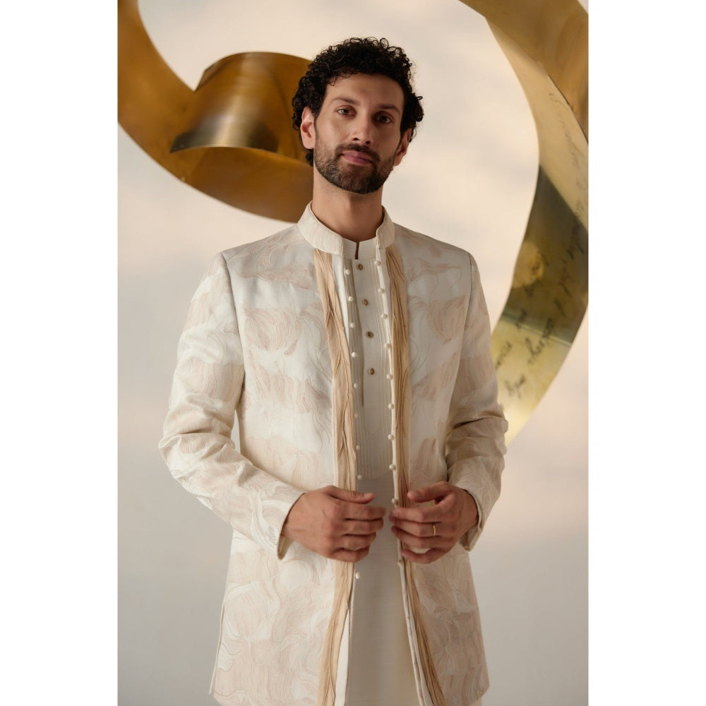 Jatin Malik Dreamy Ivory Bandhgala with Trouser (Set of 2)