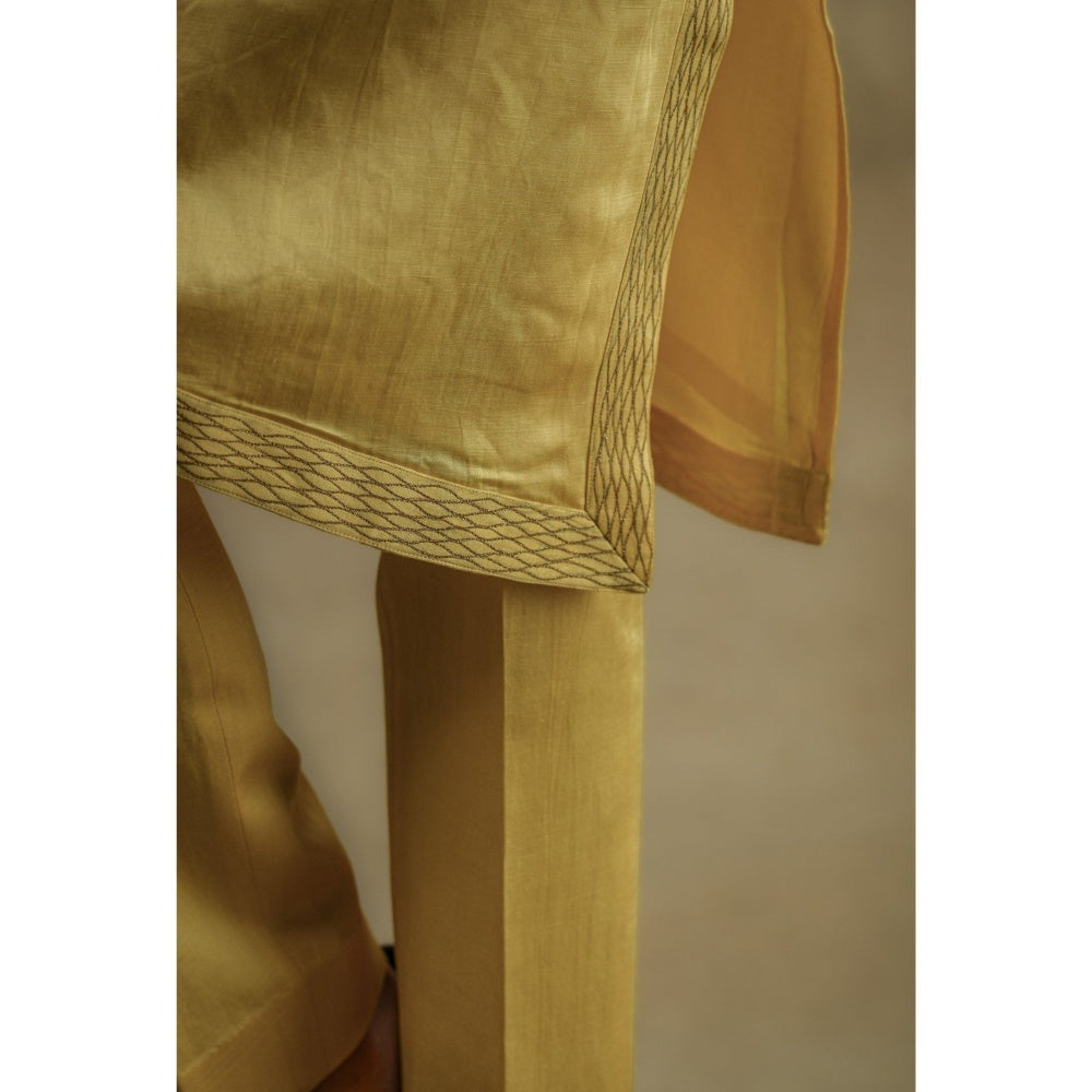 Jatin Malik Lemon Yellow Kurta (Set of 2)