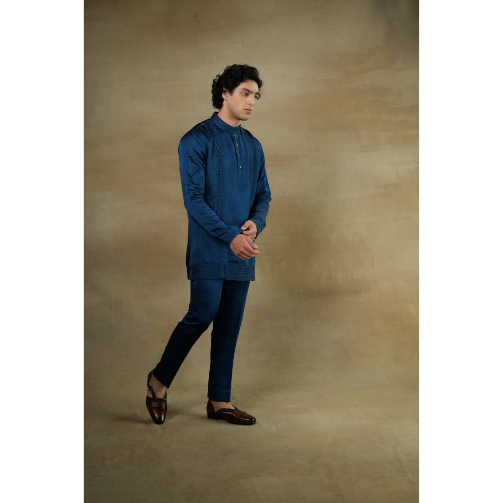 Jatin Malik Teal Ombre Short Kurta (Set of 2)