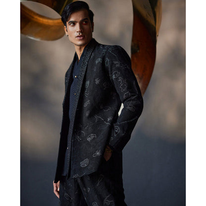 Jatin Malik Marine Tux Blazer with Shirt & Trouser (Set of 3)